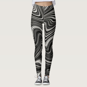 Schwarz-Weiß-Zebra-Wavy-Abstraktion Leggings