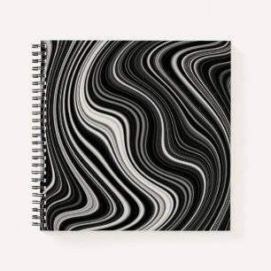 Schwarz-Weiß-Zebra-Wavy-Abstraktion Notizbuch