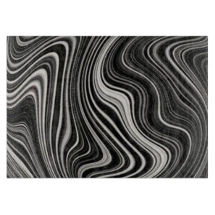 Schwarz-Weiß-Zebra-Wavy-Abstraktion Schneidebrett