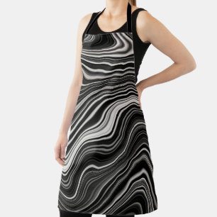 Schwarz-Weiß-Zebra-Wavy-Abstraktion Schürze