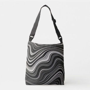 Schwarz-Weiß-Zebra-Wavy-Abstraktion Tragetaschen Mit Langen Trägern