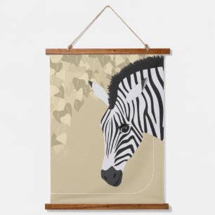 Schwarz-weiß Zebra Yellow Ivy Wandteppich Mit Holzrahmen