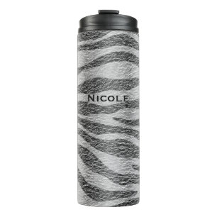 Schwarz-Weiß-Zebramuster glamourös chic Thermosbecher