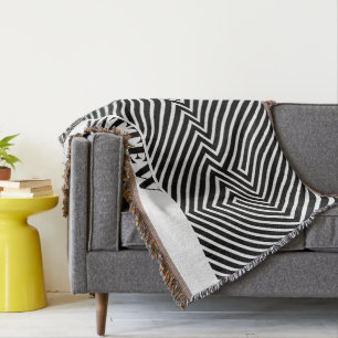 Schwarz-Weiß-Zebramuster modernes Monogramm Decke