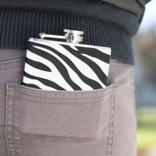 Schwarz-Weiß-Zebramuster-Safari-Wrapped Flachmann