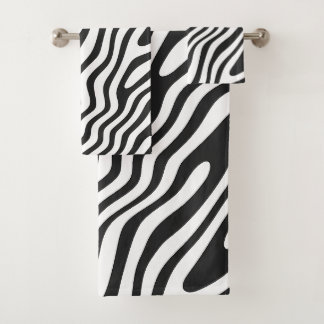 Schwarz-Weiß-Zebrastreifen Badhandtuch Set