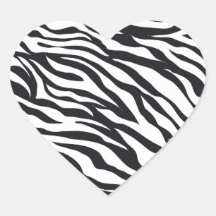 Schwarz-Weiß Zebrastreifen Druckmuster Geschenke Herz-Aufkleber