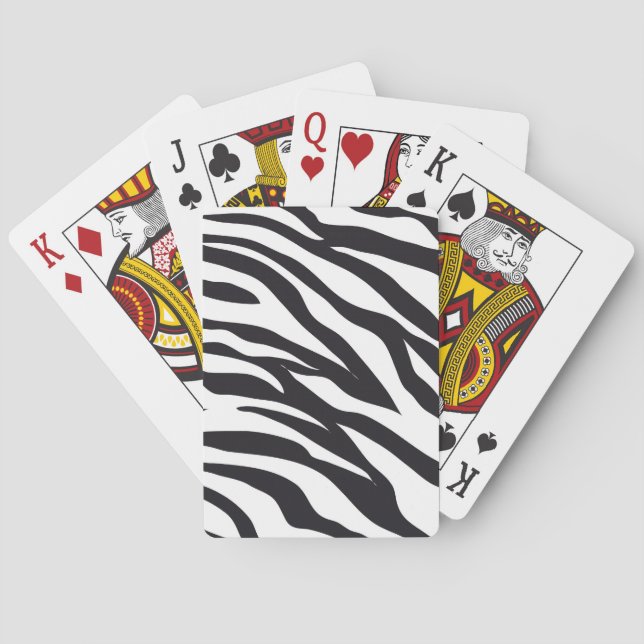 Schwarz-Weiß Zebrastreifen Druckmuster Geschenke Spielkarten (Rückseite)
