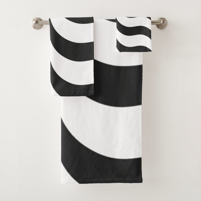 Schwarz + Weiß Zebrastreifen Muster modern Badhandtuch Set (Insitu)