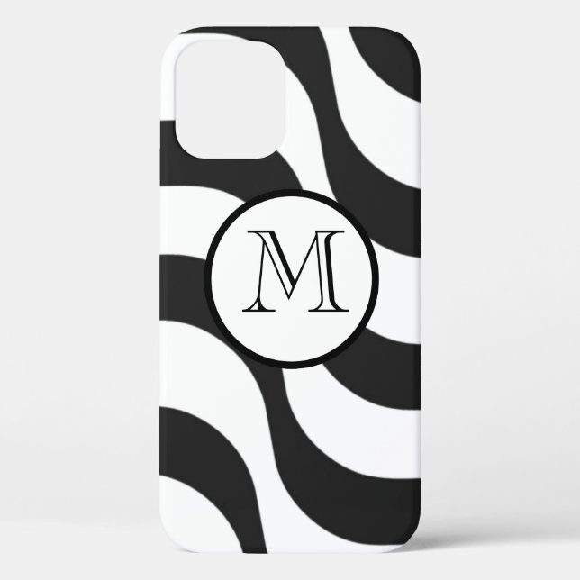 Schwarz + Weiß Zebrastreifen Muster modern Case-Mate iPhone Hülle (Rückseite)