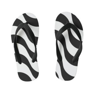 Schwarz + Weiß Zebrastreifen Muster modern Kinderbadesandalen