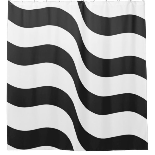 Schwarz + Weiß Zebrastreifen Muster Modernes Kisse Duschvorhang (Vorderseite)
