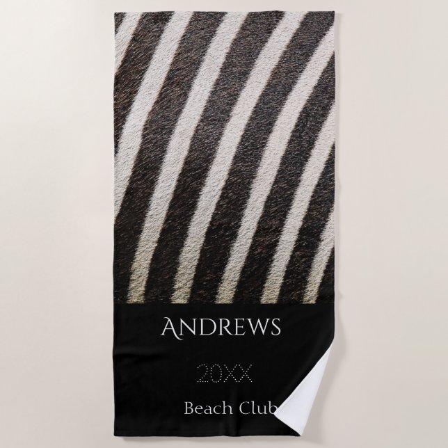 Schwarz-Weiß-Zebrastreifen Strandtuch (Vorderseite)