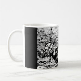 Schwarz-Weiß-zeichn von Rooster auf der Tasse