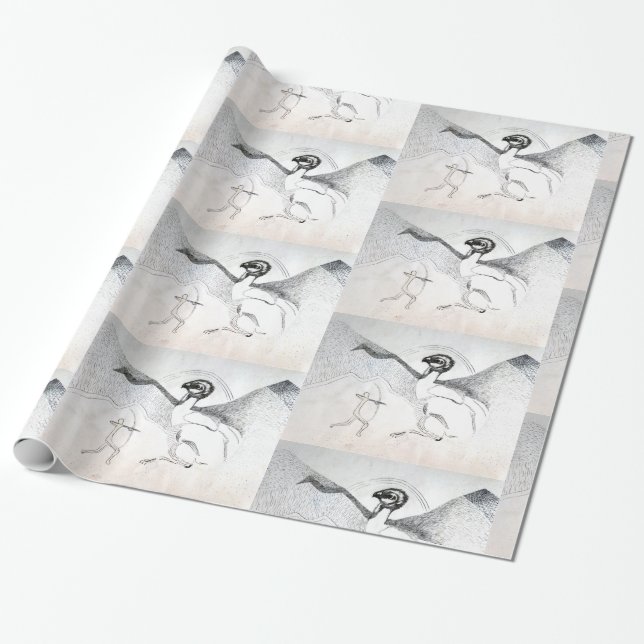 Schwarz-weiß Zeichnend Jagd auf Graphuc Geschenkpapier (Ungerollt)