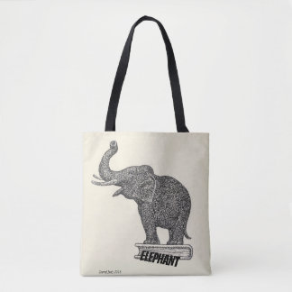Schwarz-weiß-Zeichnung eines Elefanten, 1935 Tasche