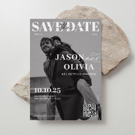 Schwarz-Weiß-Zeitschrift Cover Foto Hochzeit Save The Date