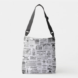 Schwarz-Weiß-Zeitung gedruckte Tote-Tasche Tragetaschen Mit Langen Trägern