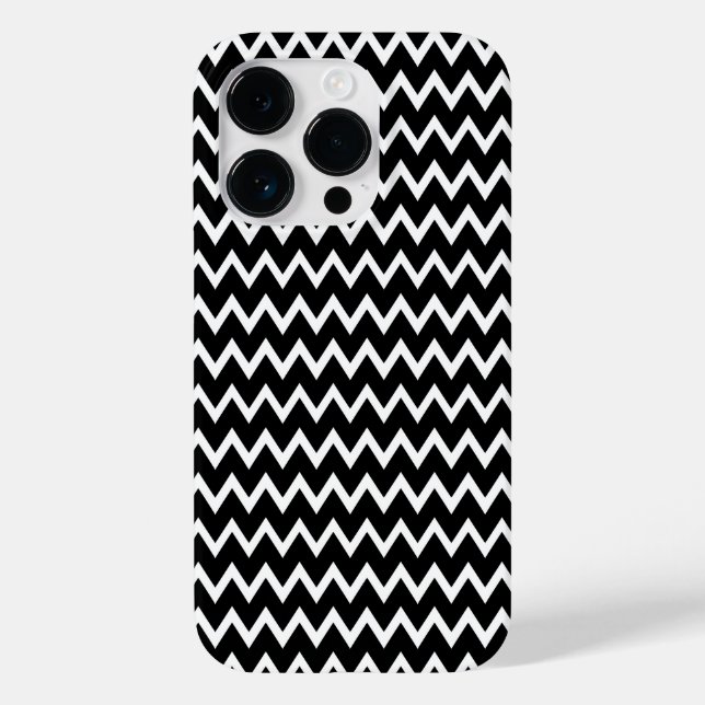 Schwarz-Weiß-Zickzack Case-Mate iPhone 14 Pro Hülle (Rückseite)