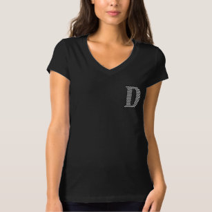 Schwarz-Weiß-Zickzack-D-Classic-Monogramm T-Shirt