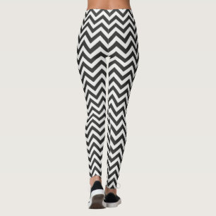 Schwarz-weiß Zickzack Leggings