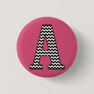 Schwarz-Weiß-Zickzack Letter-A-Monogramm Button