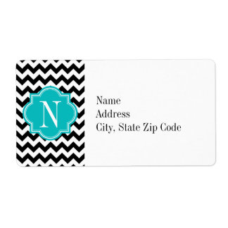 Schwarz-Weiß-Zickzack mit Aquamariner Monogramm