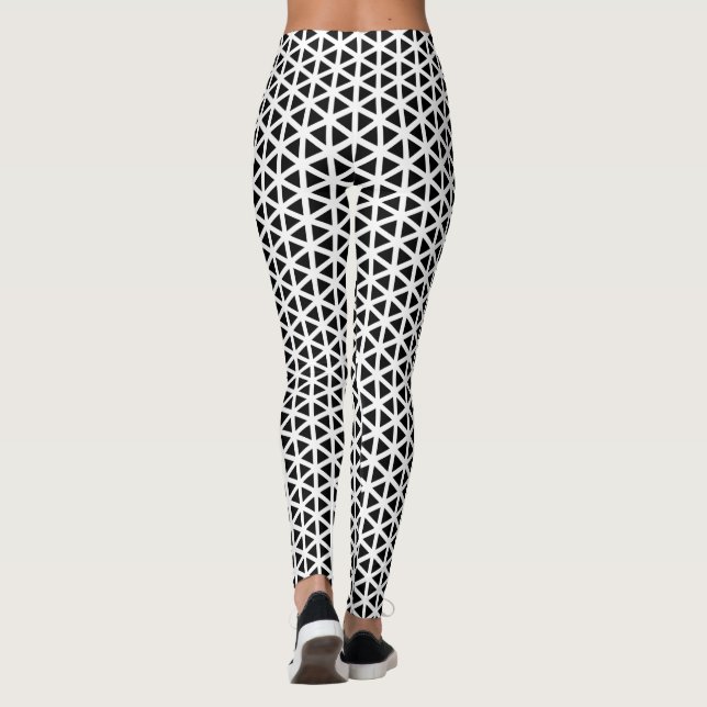 Schwarz-Weiß-Zickzack Muster Leggings (Rückseite)