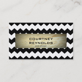Schwarz-Weiß-Zickzack Muster-Marmor Visitenkarte