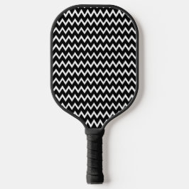 Schwarz-Weiß-Zickzack Muster Pickleball Schläger