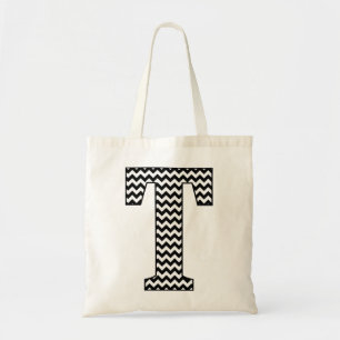 Schwarz-Weiß-Zickzack "T"-Tote-Tasche Tragetasche