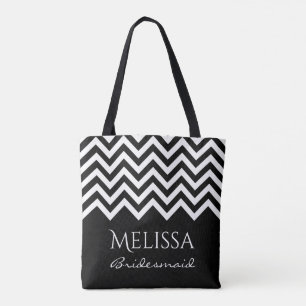 Schwarz-Weiß Zickzack Zickzackstreifen Tasche