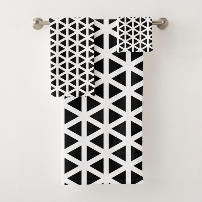 Schwarz-Weiß-Zickzack Zigzag-Muster Badetuch Badhandtuch Set (Insitu)