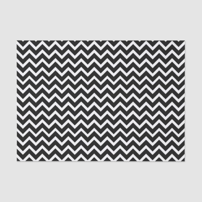 Schwarz/Weiß Zickzack Zigzag-Muster Seidenpapier (Vorderseite)