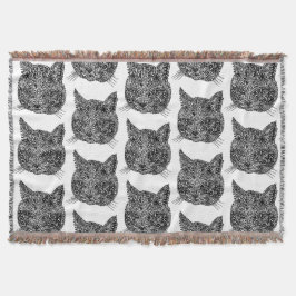 Schwarz-Weiß-Zierkatzen-Portrait Decke