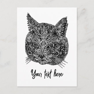 Schwarz-Weiß-Zierkatzen-Portrait Postkarte