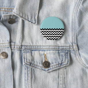 Schwarz-Weiß-Zigzag-Muster, Zickzack, blau Button