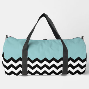 Schwarz-Weiß-Zigzag-Muster, Zickzack, blau Duffle Bag