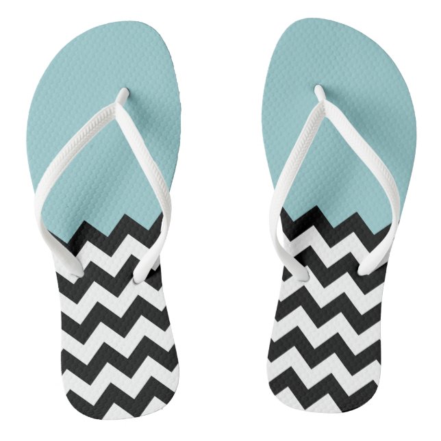 Schwarz-Weiß-Zigzag-Muster, Zickzack, blau Flip Flops (Fußbett)