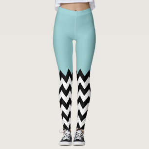 Schwarz-Weiß-Zigzag-Muster, Zickzack, blau Leggings