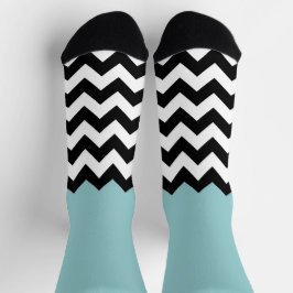 Schwarz-Weiß-Zigzag-Muster, Zickzack, blau Socken