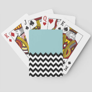 Schwarz-Weiß-Zigzag-Muster, Zickzack, blau Spielkarten