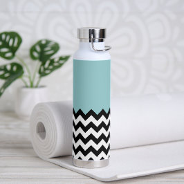 Schwarz-Weiß-Zigzag-Muster, Zickzack, blau Trinkflasche