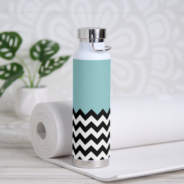 Schwarz-Weiß-Zigzag-Muster, Zickzack, blau Trinkflasche (Yoga)