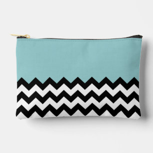 Schwarz-Weiß-Zigzag-Muster, Zickzack, blau Zubehörtasche