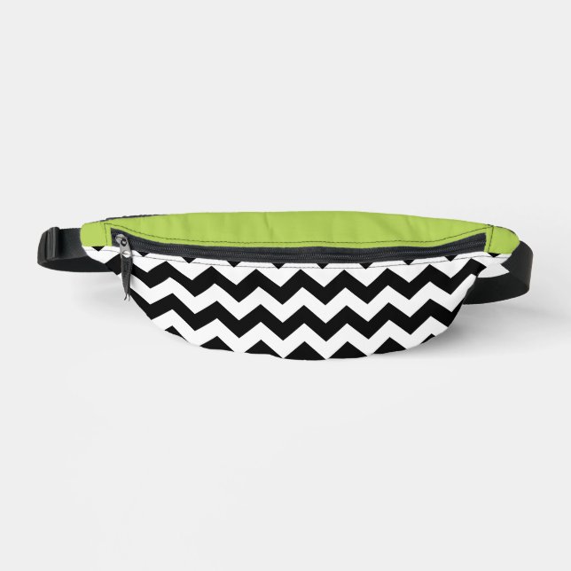 Schwarz-Weiß-Zigzag-Muster, Zickzack, grün Bauchtasche (Vorderseite)