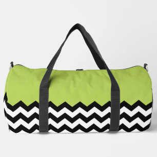 Schwarz-Weiß-Zigzag-Muster, Zickzack, grün Duffle Bag