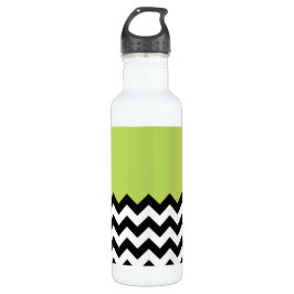 Schwarz-Weiß-Zigzag-Muster, Zickzack, grün Edelstahlflasche