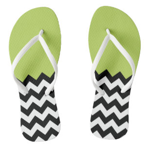 Schwarz-Weiß-Zigzag-Muster, Zickzack, grün Flip Flops