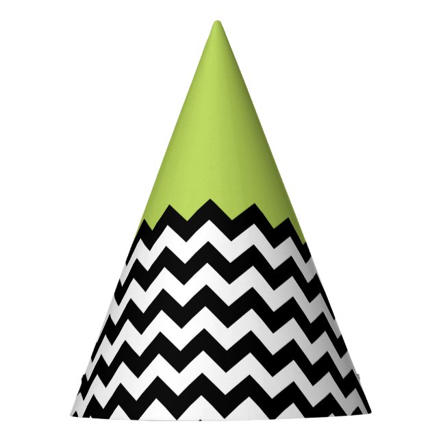 Schwarz-Weiß-Zigzag-Muster, Zickzack, grün Partyhütchen (Vorderseite)